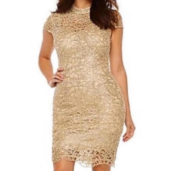 Premier Amour Dresses & Skirts - Premier Armour Gold Lace Chain Mail Dress